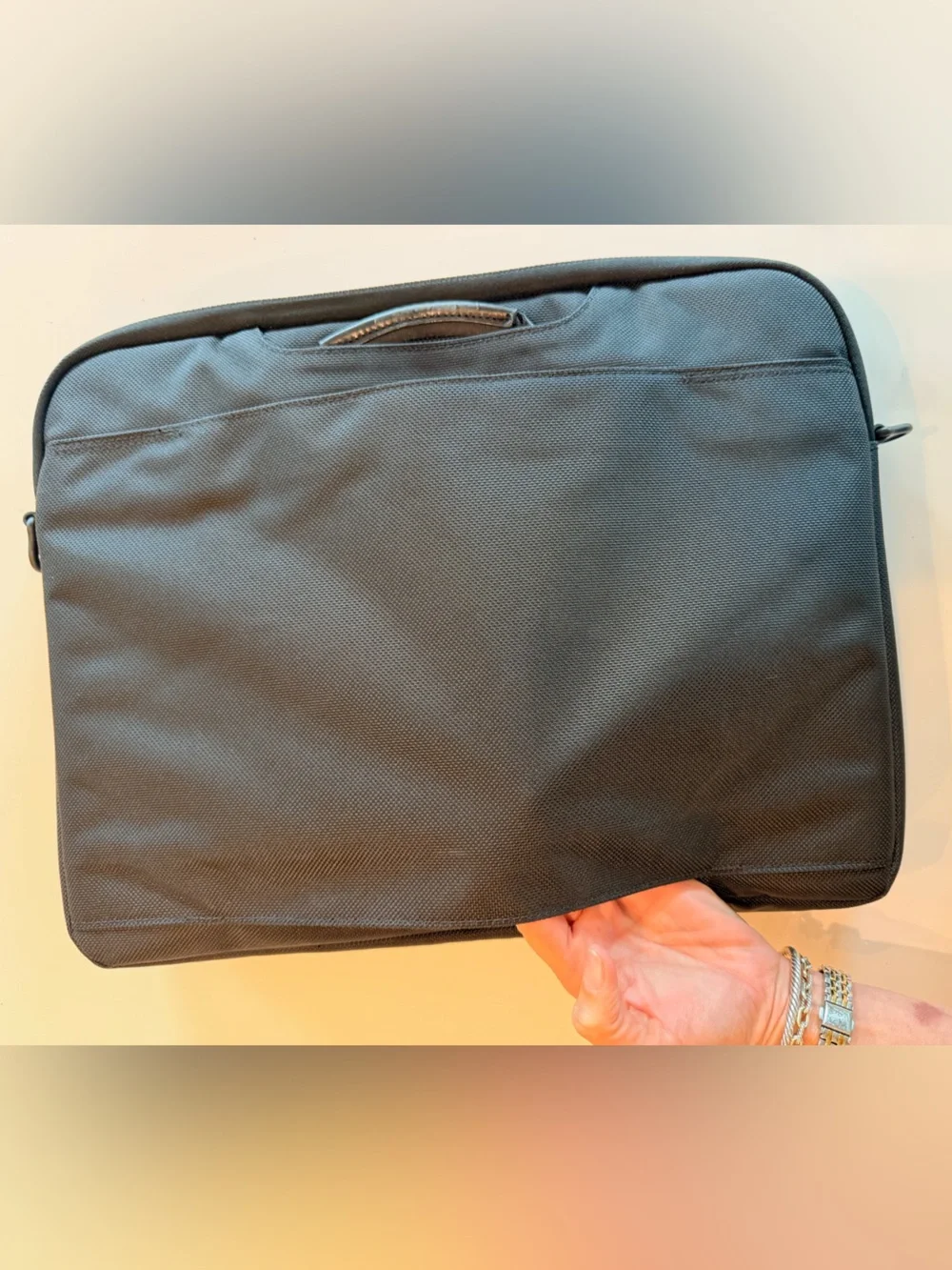 Tumi Black Travel Organizer with Red Logo